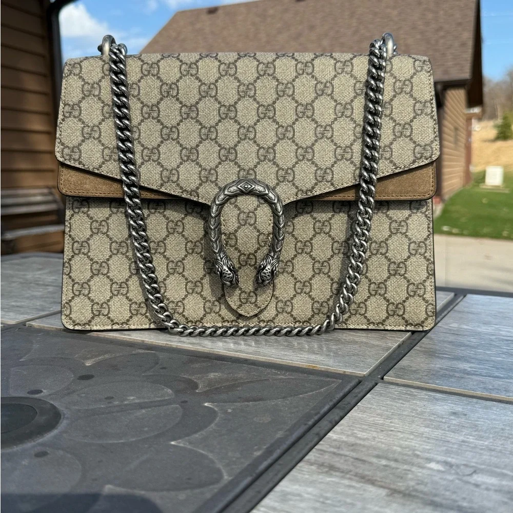 Vintage Gucci Large Beige and Brown Shoulder Bag Pristine Condition - Picture 3 of 17